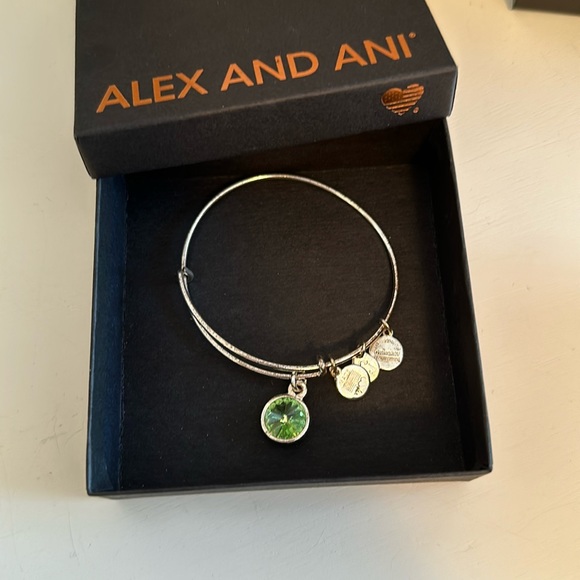 Alex and Ani Jewelry - Alex and Ani silver with green stone bracelet.